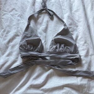 Victoria's Secret Black and White Striped Bikini Top